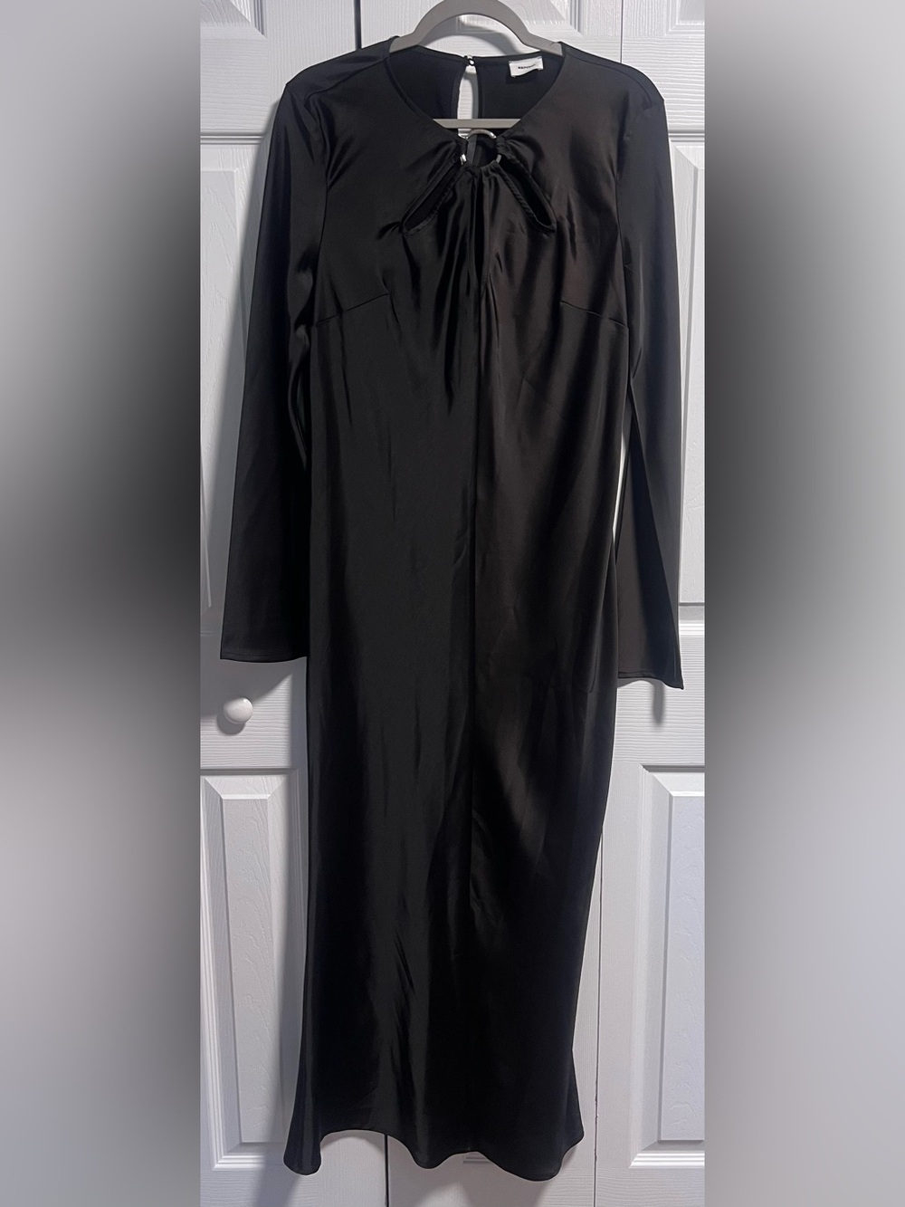 Women's Aureum Black Long Sleeved Satin Dress